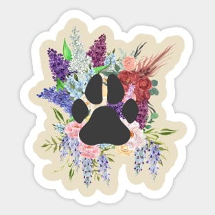 Dog Paws and Flowers Sticker